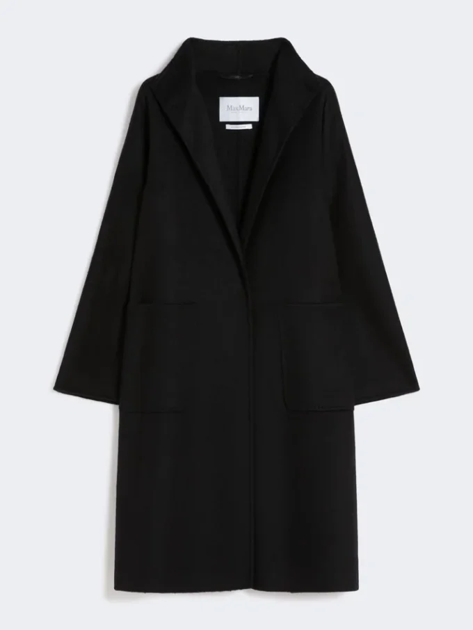 Midi cashmere cardigan coat, black