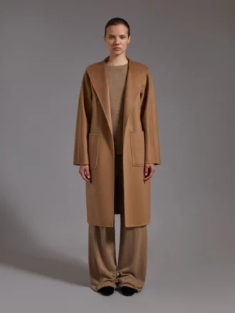 Midi cashmere cardigan coat, camel