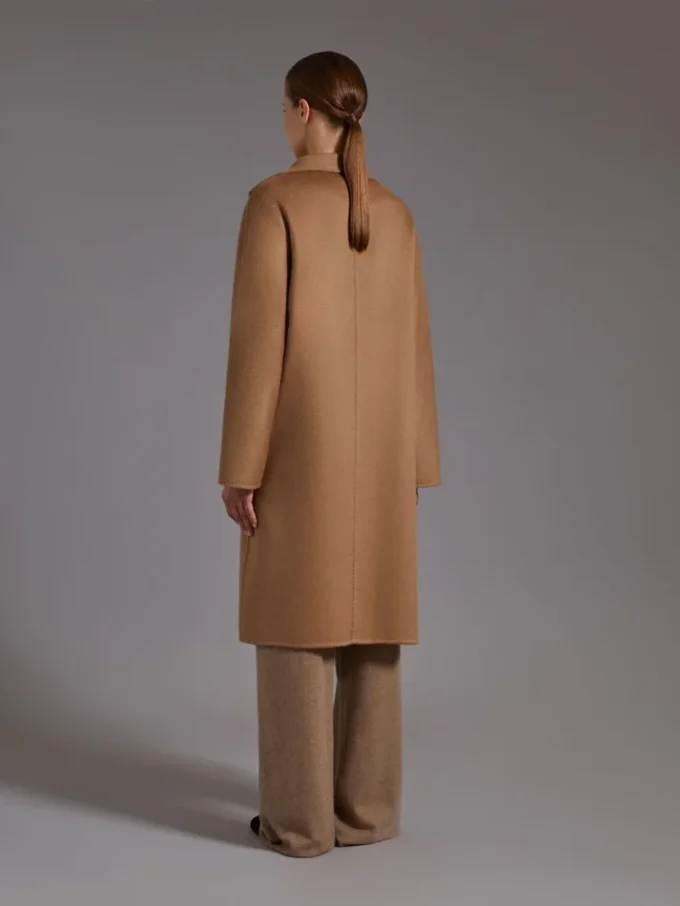 Midi cashmere cardigan coat, camel