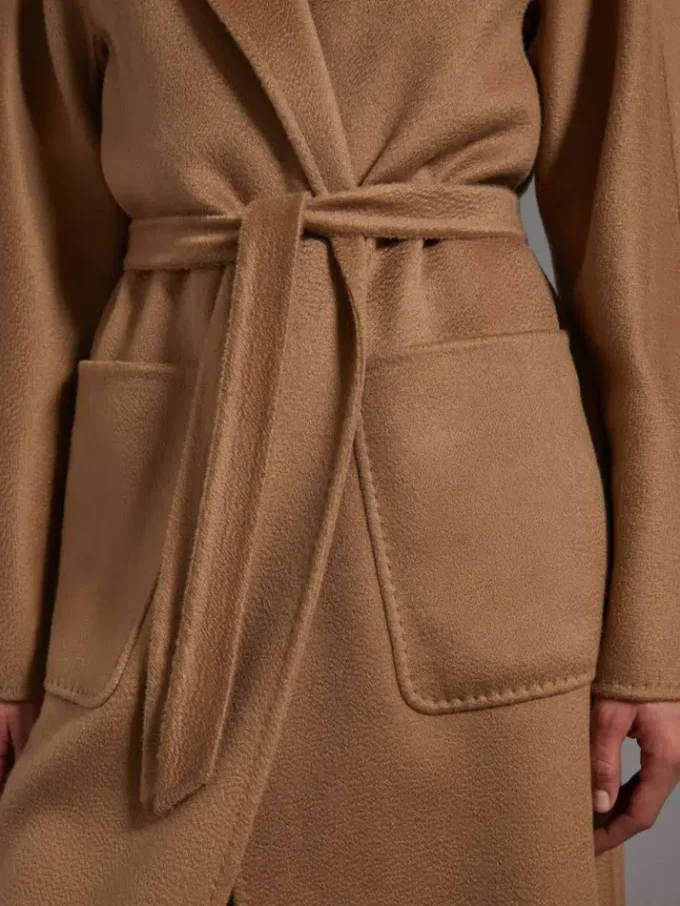 Midi cashmere cardigan coat, camel