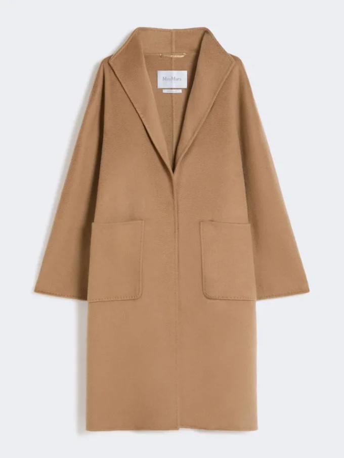 Midi cashmere cardigan coat, camel