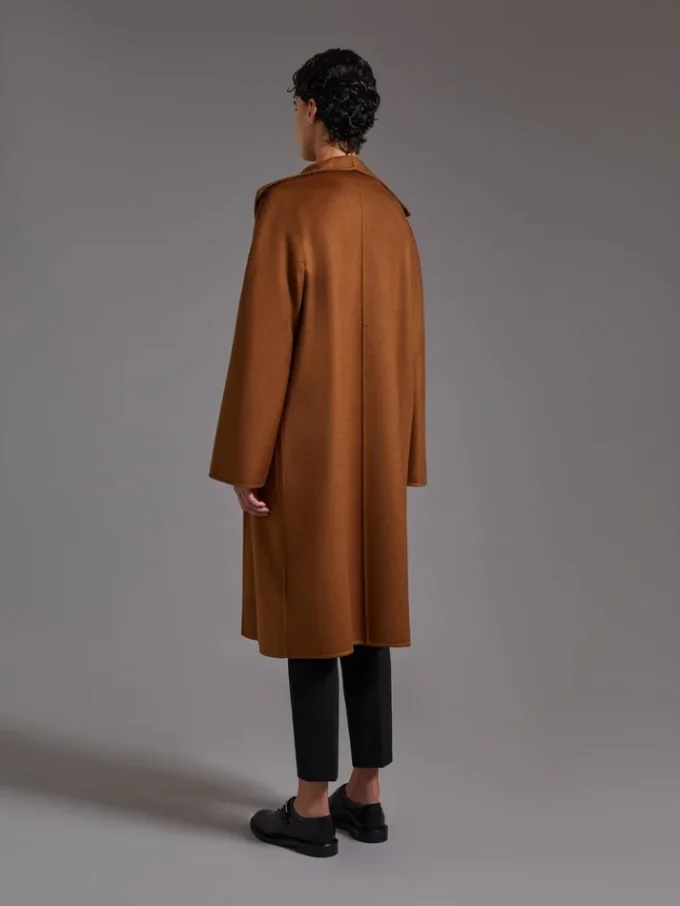 Midi cashmere cardigan coat, tobacco