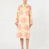 Midi trench coat in patterned water-repellent gabardine, yellow