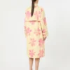 Midi trench coat in patterned water-repellent gabardine, yellow