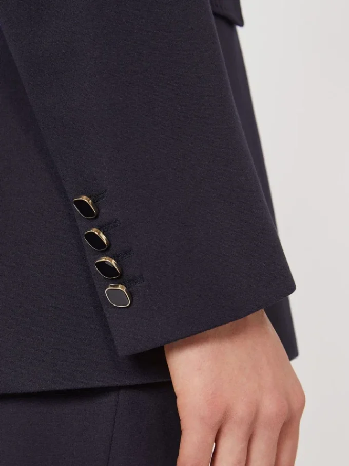 Milano-knit double-breasted jersey blazer, navy