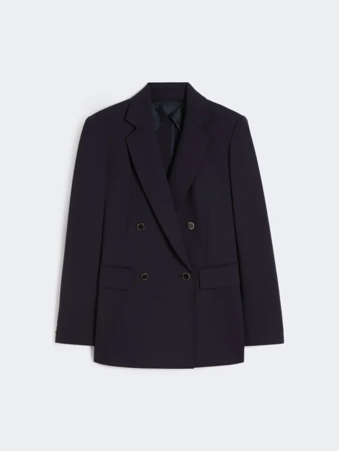 Milano-knit double-breasted jersey blazer, navy