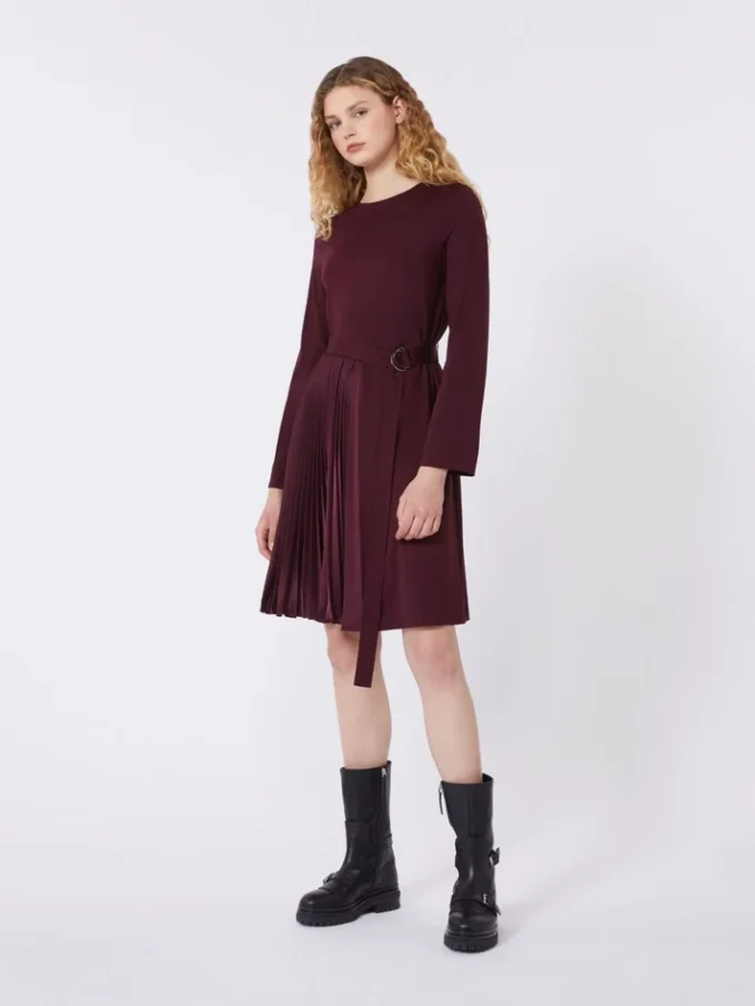 Milano-knit jersey dress, bordeaux Milano-knit jersey dress, bordeaux