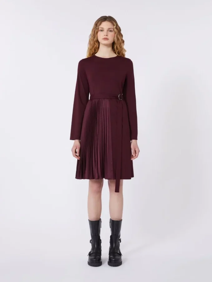 Milano-knit jersey dress, bordeaux Milano-knit jersey dress, bordeaux