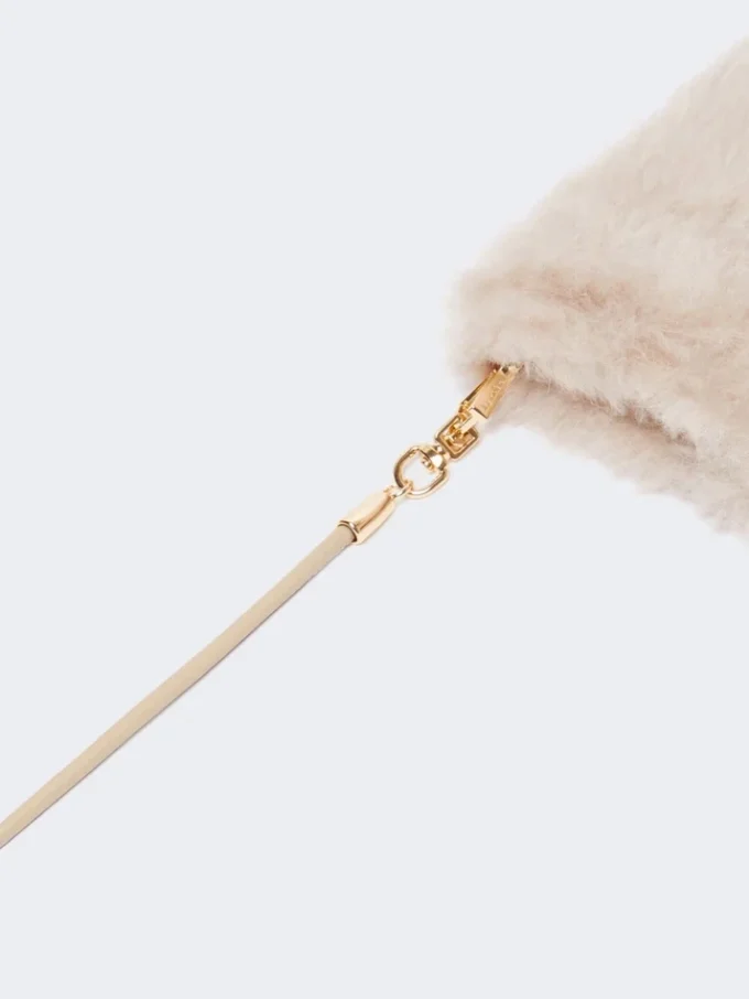 Mittens in alpaca and wool teddy fabric, beige