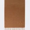 Monogram-embroidered camel stole, camel