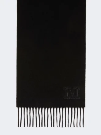 Monogram-embroidered cashmere stole, black