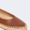 Nappa and raffia ballerinas, tobacco
