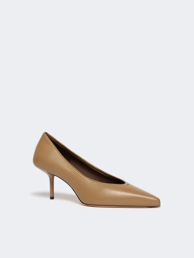 Nappa leather court shoes, mud Nappa leather court shoes, mud