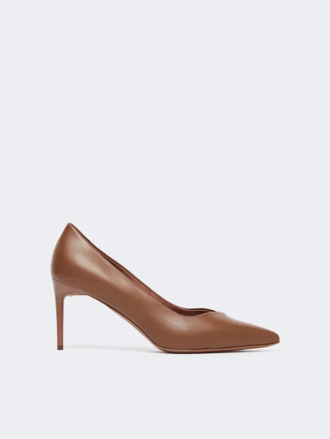 Nappa leather court shoes, tobacco Nappa leather court shoes, tobacco