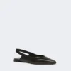Nappa leather flat slingbacks, black
