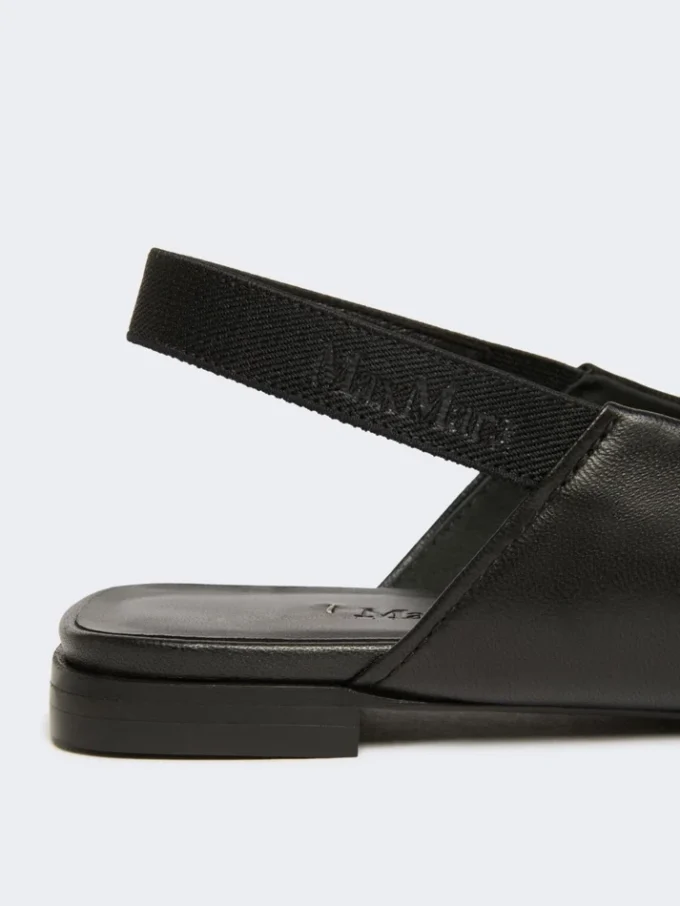 Nappa leather flat slingbacks, black