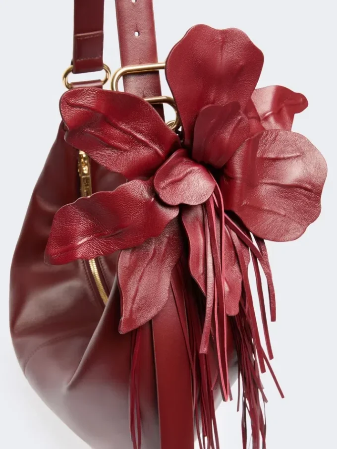 Nappa leather hobo bag, bordeaux