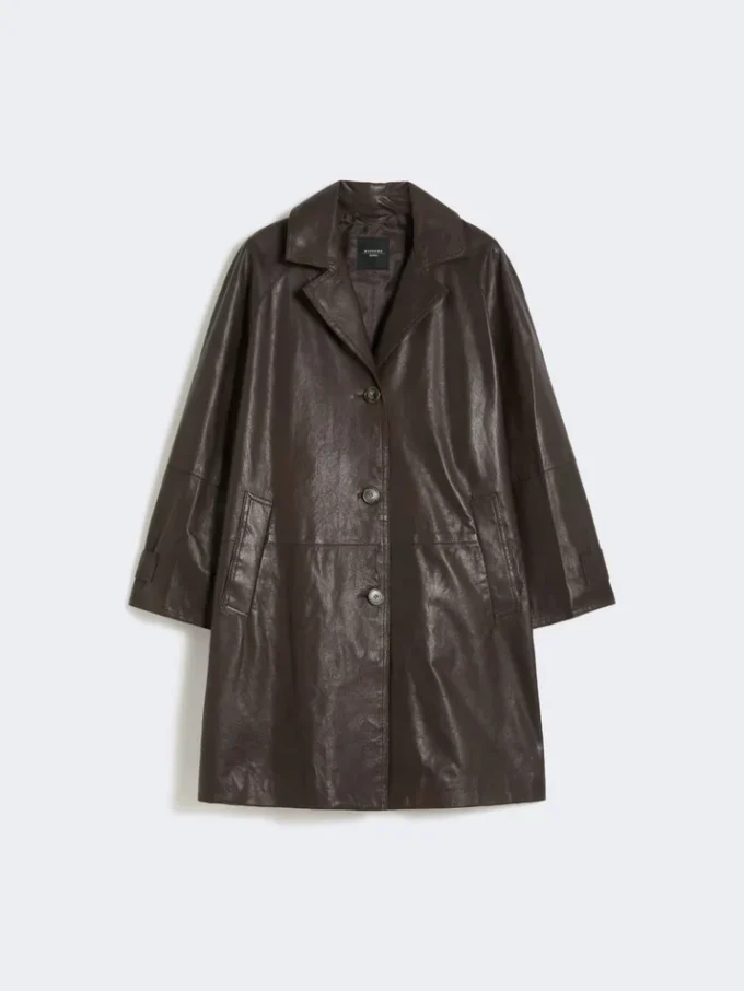 Nappa leather overcoat, brown