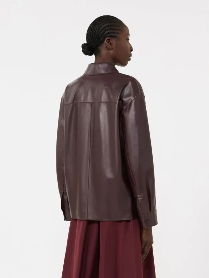 Nappa leather shirt jacket, bordeaux