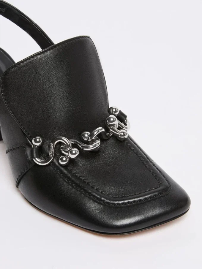 Nappa leather slingbacks, black