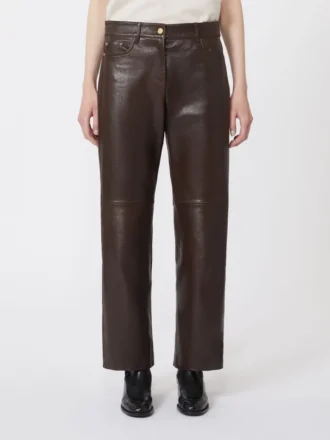 Nappa leather trousers, dark brown