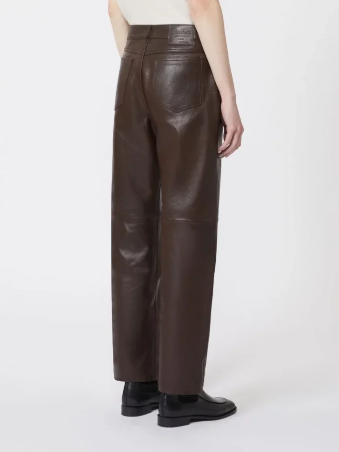 Nappa leather trousers, dark brown Nappa leather trousers, dark brown