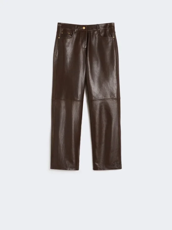 Nappa leather trousers, dark brown Nappa leather trousers, dark brown