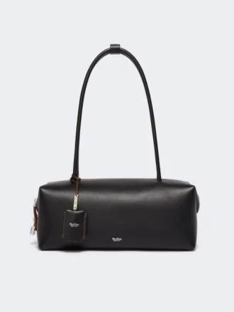 Natural leather bowler bag, black