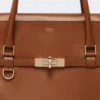 Natural leather handbag, amber brown