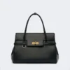 Natural leather handbag, black