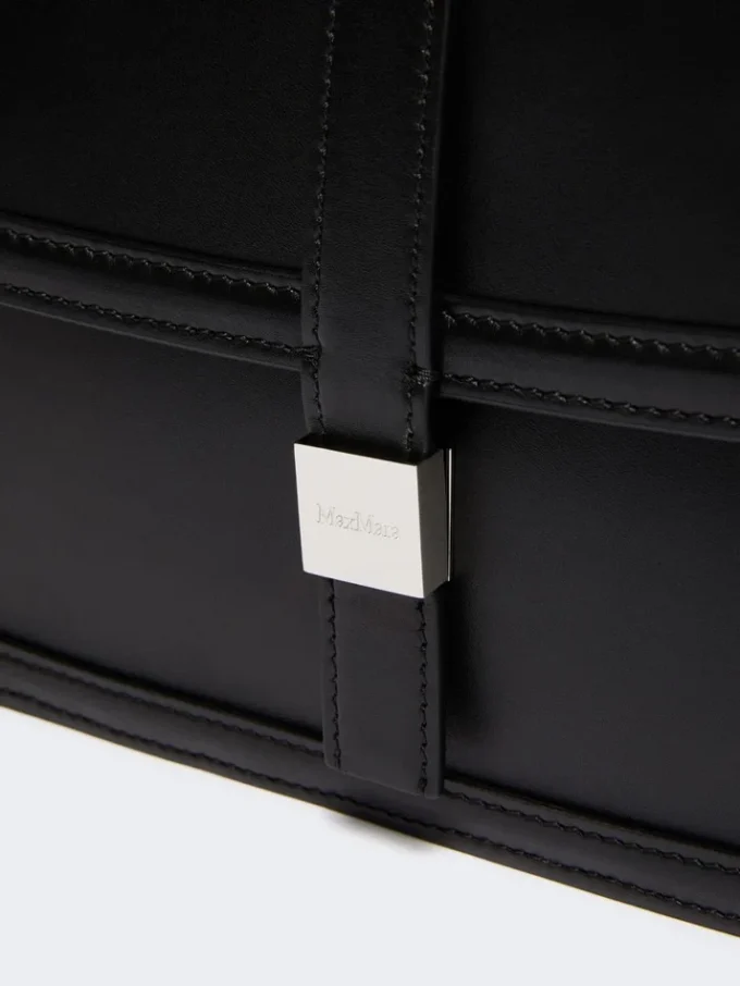 Natural leather handbag, black