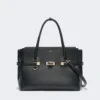 Natural leather handbag, black
