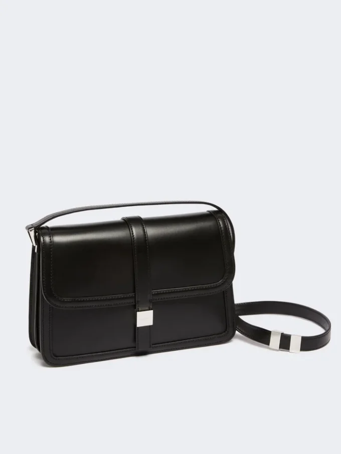 Natural leather handbag, black