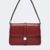 Natural leather handbag, bordeaux