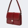 Natural leather handbag, bordeaux