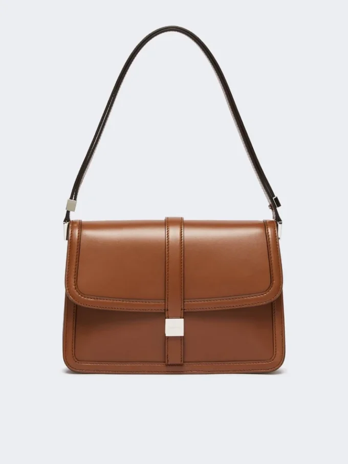 Natural leather handbag, tobacco