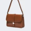 Natural leather handbag, tobacco