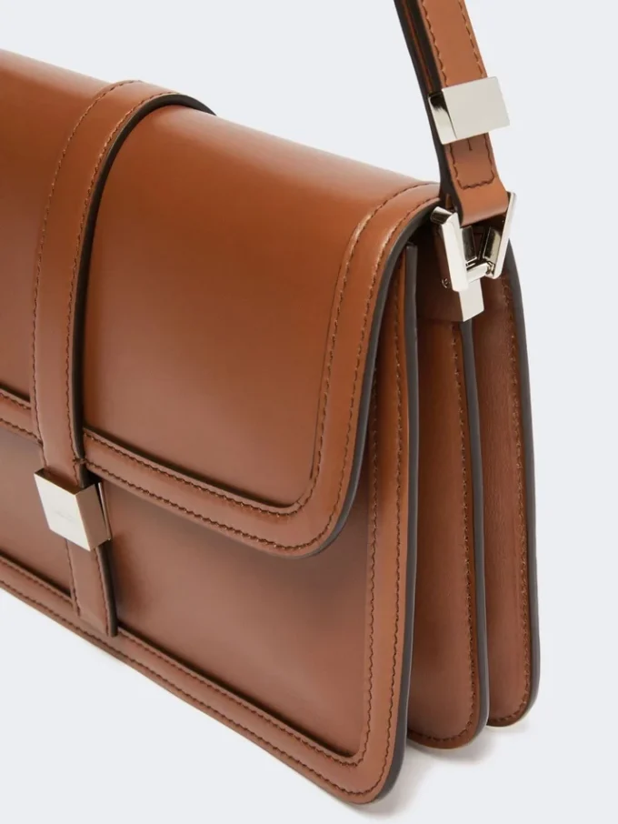 Natural leather handbag, tobacco