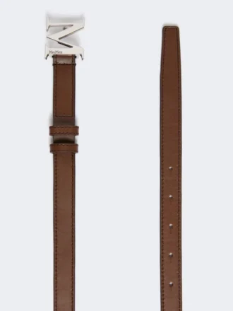 Natural leather monogram belt, brown