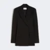 Natural stretch pure wool tailored blazer, black