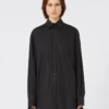 Overshirt with plissa-pleated detail, black Overshirt with plissa-pleated detail, black