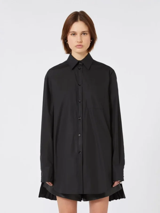 Overshirt with plissa-pleated detail, black Overshirt with plissa-pleated detail, black