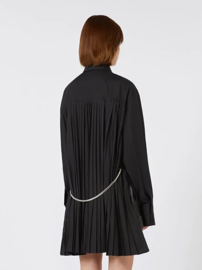 Overshirt with plissa-pleated detail, black Overshirt with plissa-pleated detail, black
