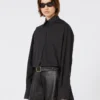 Overshirt with plissa-pleated detail, black Overshirt with plissa-pleated detail, black