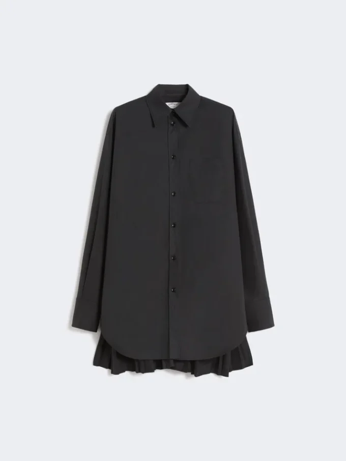 Overshirt with plissa-pleated detail, black Overshirt with plissa-pleated detail, black