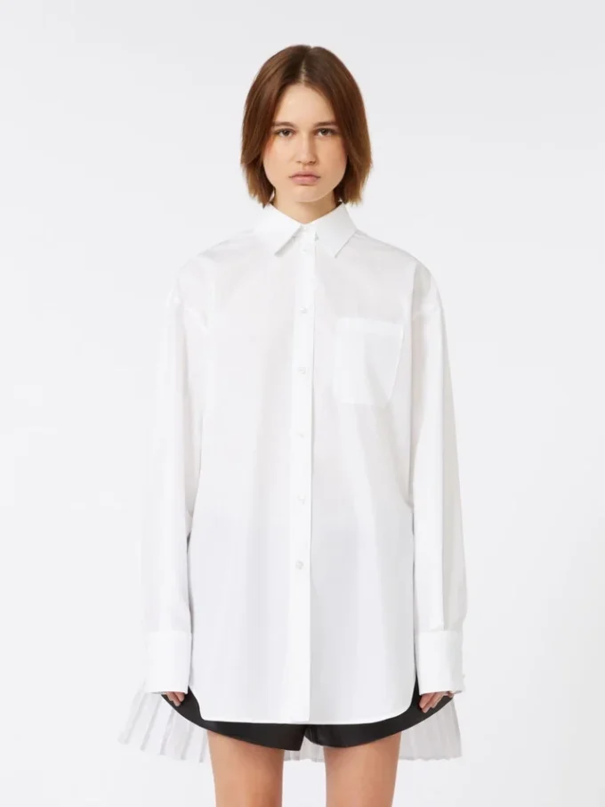 Overshirt with plissa-pleated detail, optical white Overshirt with plissa-pleated detail, optical white