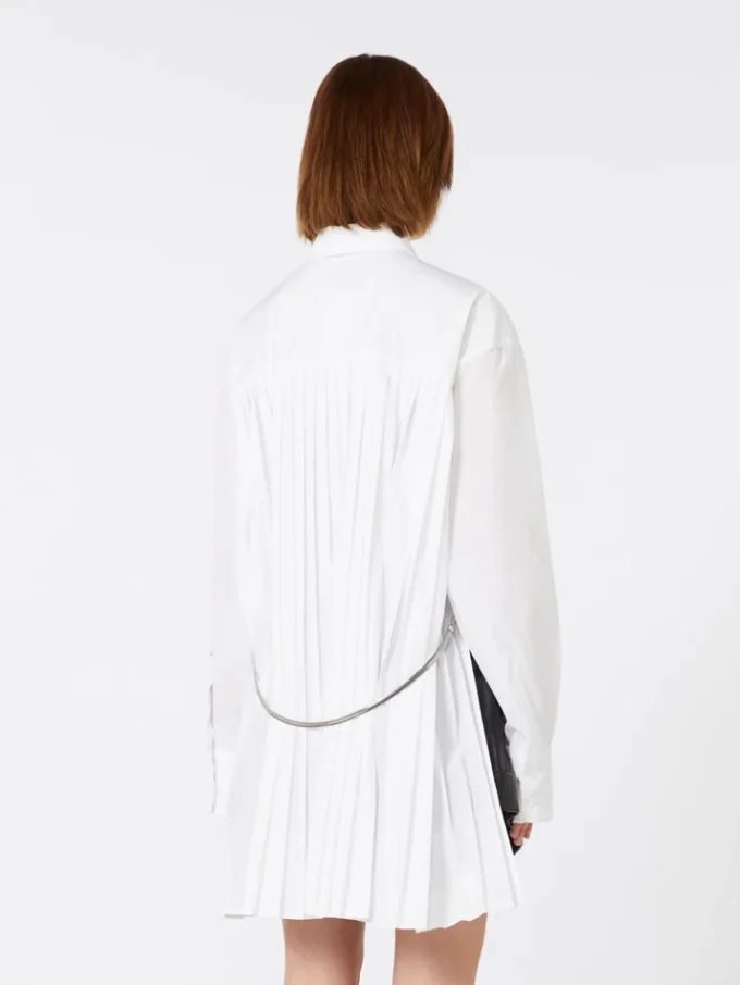 Overshirt with plissa-pleated detail, optical white Overshirt with plissa-pleated detail, optical white