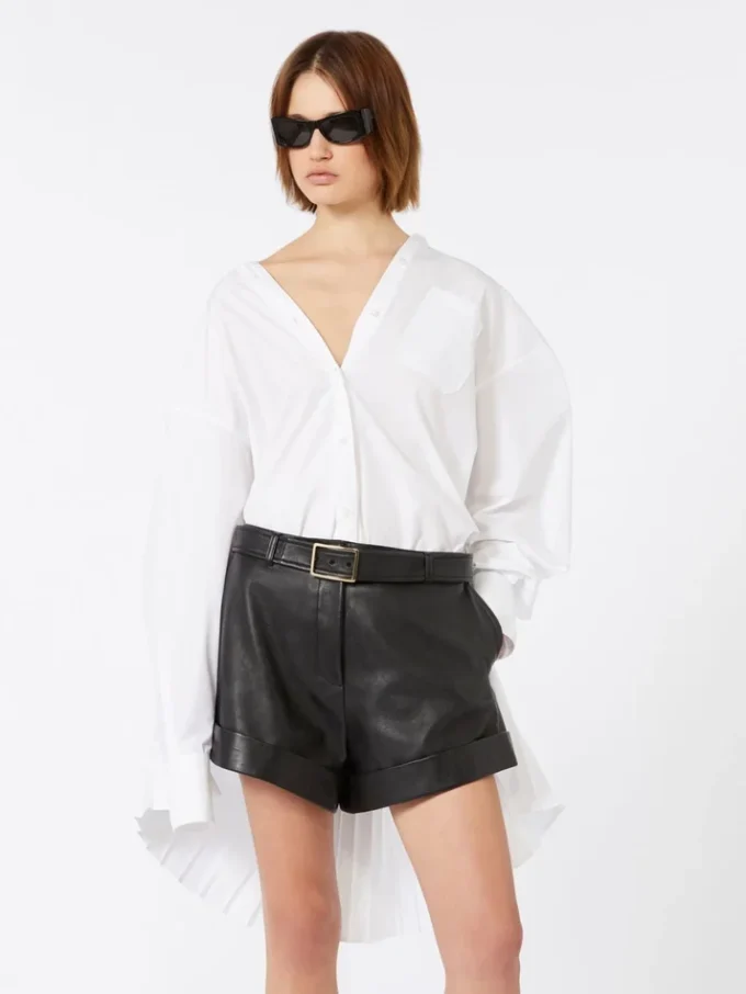 Overshirt with plissa-pleated detail, optical white Overshirt with plissa-pleated detail, optical white