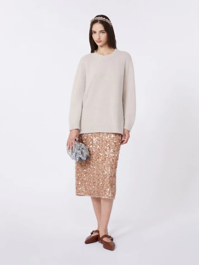 Tulle and sequin skirt, nudo