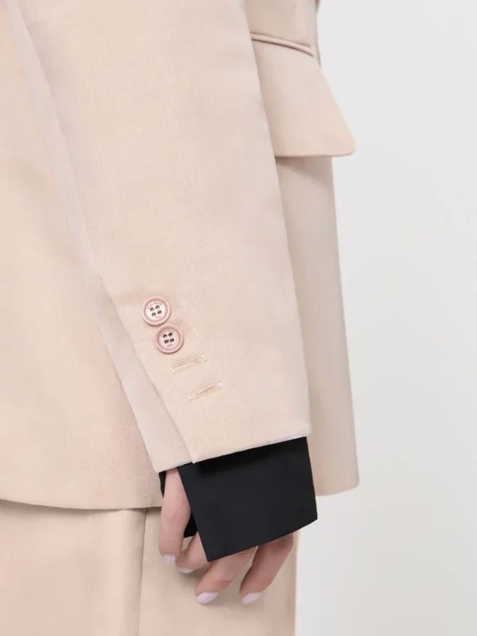 Oversized blazer in organza and linen canvas, camel